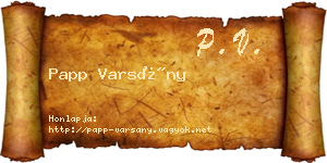 Papp Varsány névjegykártya